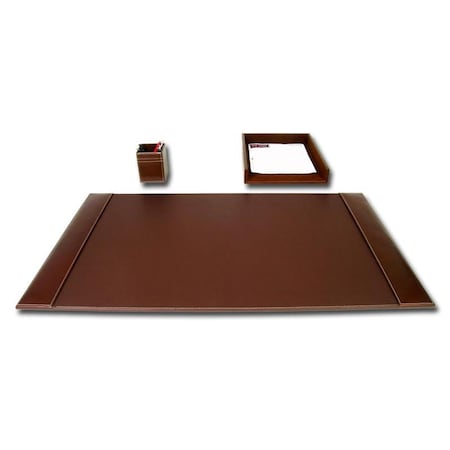Workstation Rustic Brown Leather Desk Set, 3PK TH894918